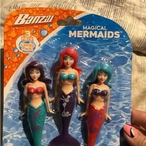 Banzai Magical Mermaids 3-Pack – Red, Purple & Teal Mermaid Figures
